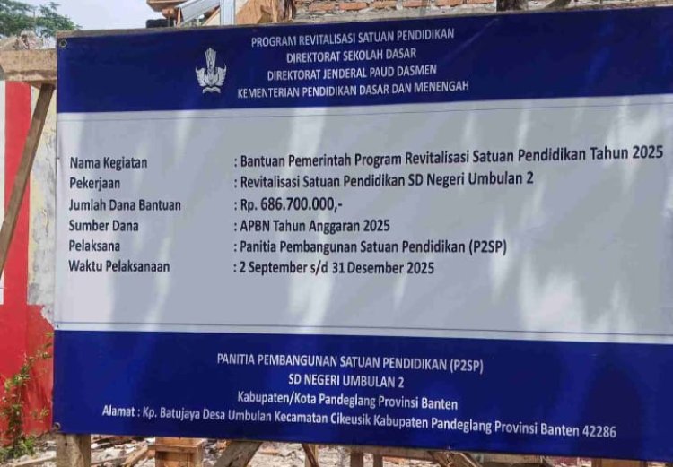 Revitalisasi SDN Umbulan 2 Diduga Asal Jadi, Anggaran Ratusan Juta Terancam Mubazir