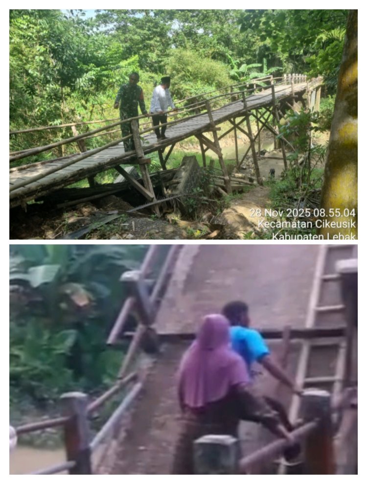 Kondisi Kritis Jembatan Blengbeng: Warga Resah, Aparat Desa dan TNI Turun ke Lokasi