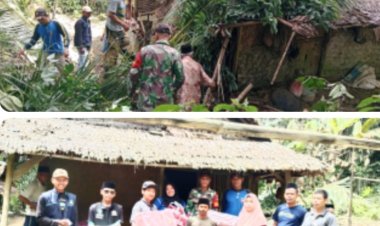 Rumah Warga Turus Tertimpa Pohon Akibat Hujan & Angin Kencang, Forkopimcam Patia, Gerak Cepat Lakukan Evakuasi