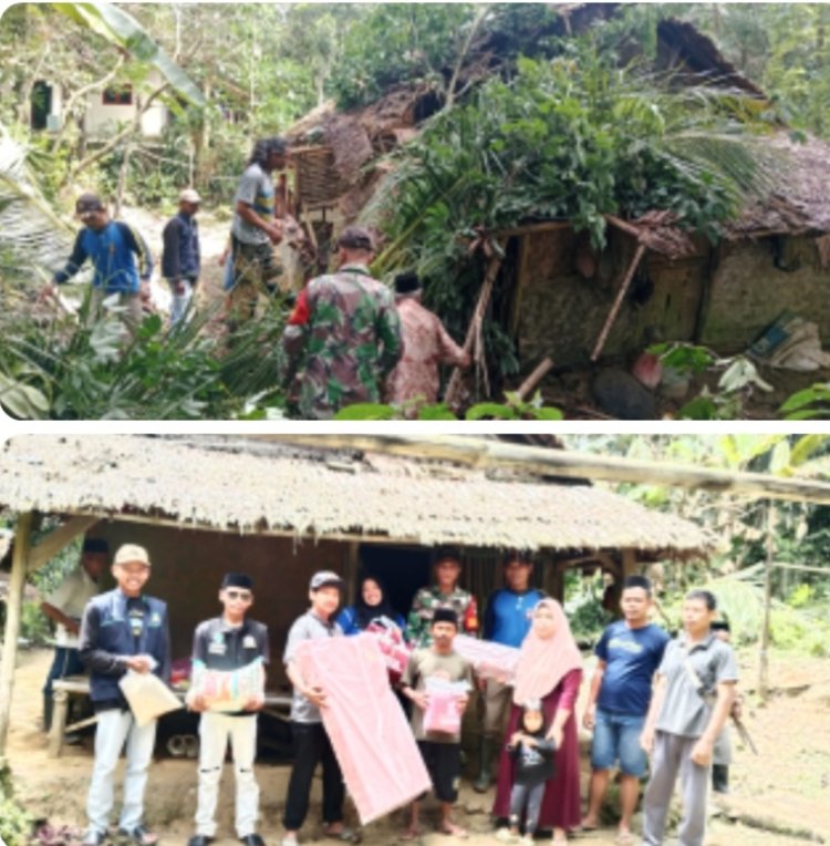 Rumah Warga Turus Tertimpa Pohon Akibat Hujan & Angin Kencang, Forkopimcam Patia, Gerak Cepat Lakukan Evakuasi
