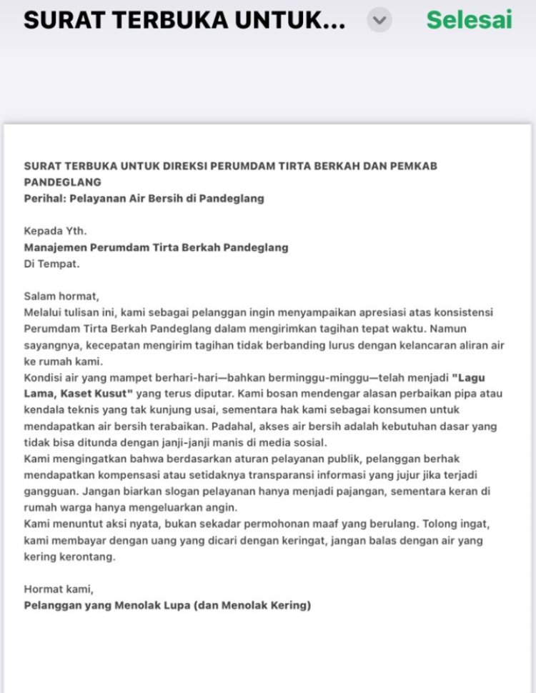 PERUMDAM Tirta Berkah Diprotes Warga