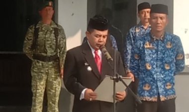 Camat Munjul Bersama Forkopimcam Gelar Upacara Hari Lahir Pancasila, di Halaman Kantor Camat Munjul