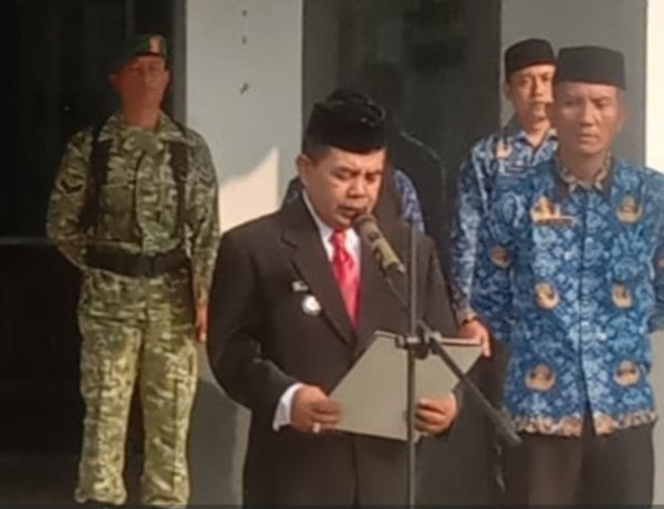 Camat Munjul Bersama Forkopimcam Gelar Upacara Hari Lahir Pancasila, di Halaman Kantor Camat Munjul