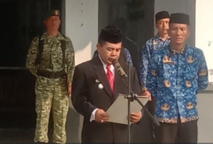 Camat Munjul Bersama Forkopimcam Gelar Upacara Hari Lahir Pancasila, di Halaman Kantor Camat Munjul