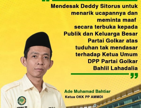 PP AMMDI menantang Deddy Sitorus untuk membuktikan ucapannya terkait tuduhan terhadap Ketua Umum Partai Golkar. Bahlil Lahadalia