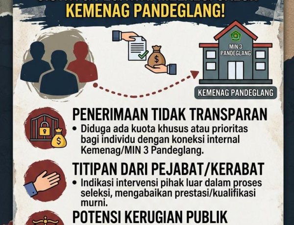 MUNCUL DUGAAN TITIPAN DAN NEPOTISME REKRUTMEN GURU DI MIN 3 PANDEGLANG