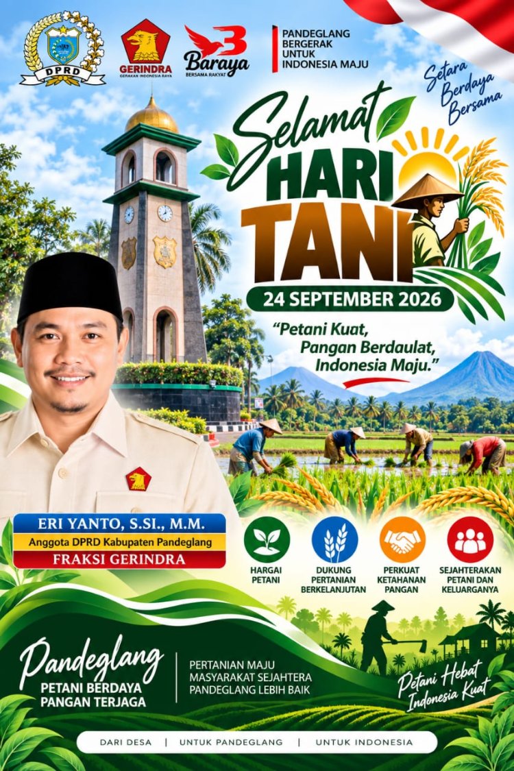 Hari Tani Nasional 2026, DPRD Pandeglang Eri Yanto Dorong Penguatan Petani dan Ketahanan Pangan Pandeglang