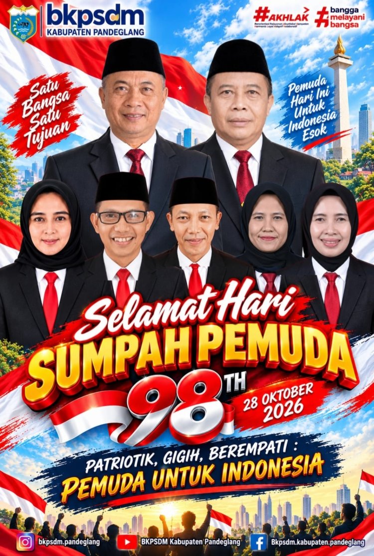 Jajaran Pimpinan dan Pegawai BKPSDM Pandeglang Sampaikan Selamat Hari Sumpah Pemuda Ke-98, "Patriot, Gigih, Berempati, Pemuda Untuk Indonesia"